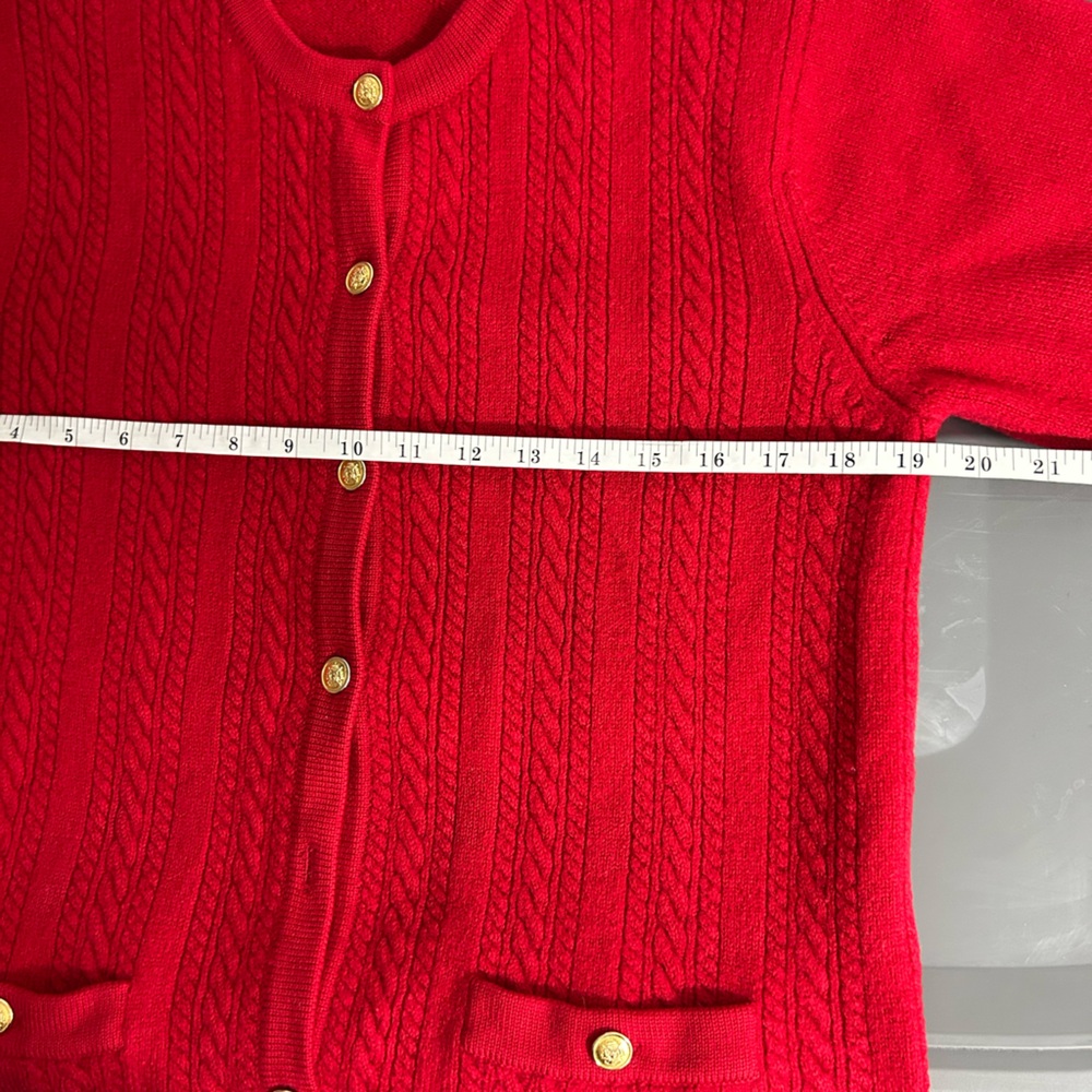 Talbots Red Button-Front Cable Cardigan - Picture 13 of 13